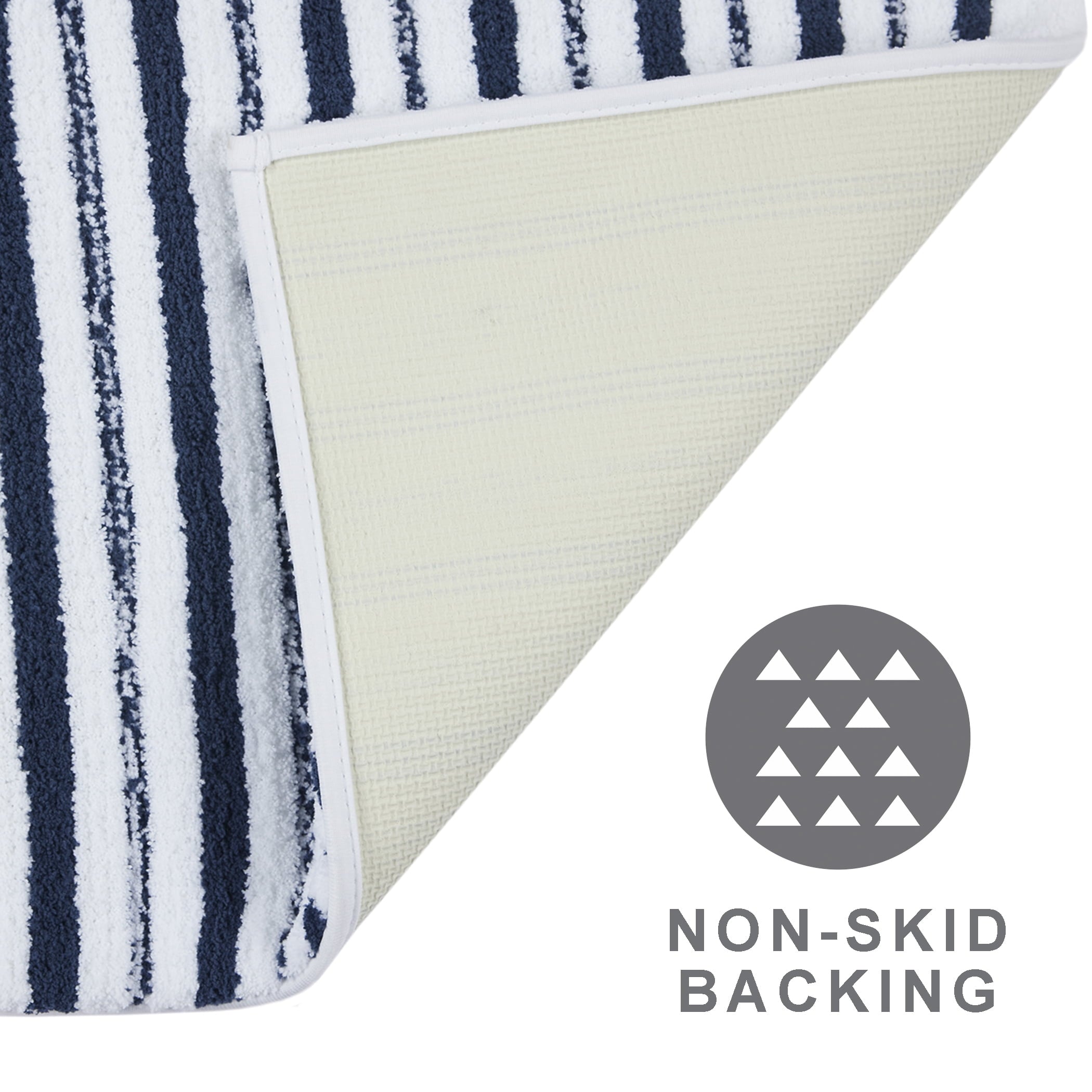 Better Homes & Gardens Signature Soft Tufted Stripe Bath Rug, Blue Admiral & White, 20" x 34"