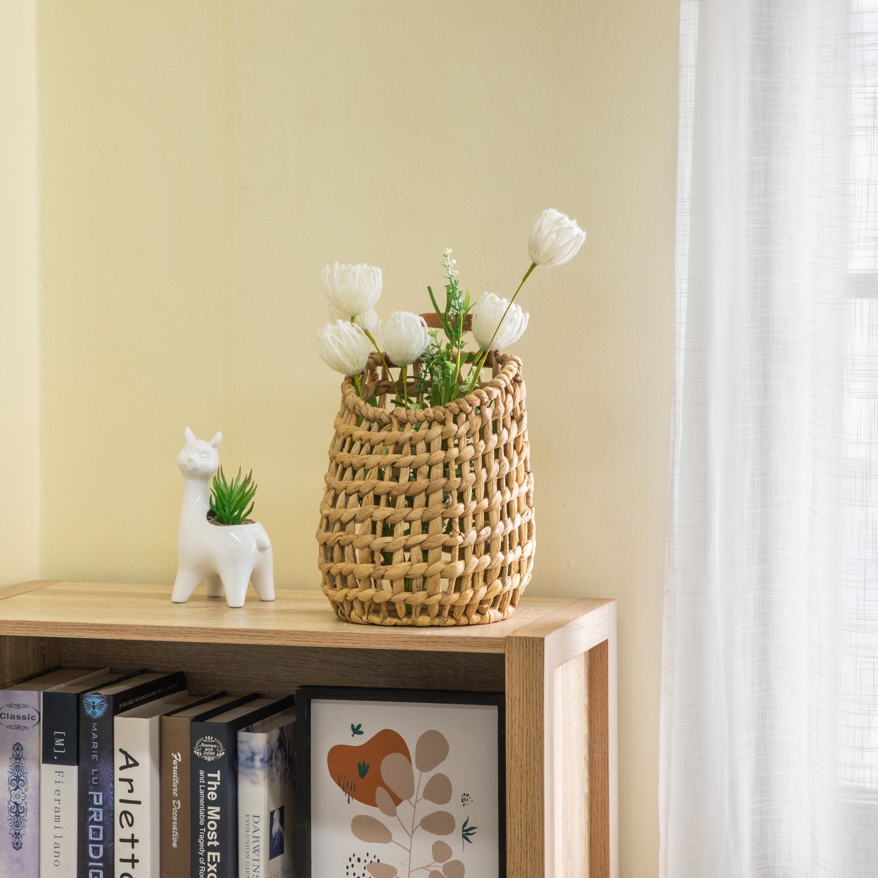 Better Homes & Gardens Water Hyacinth Hanging Basket with Faux Leather Strap