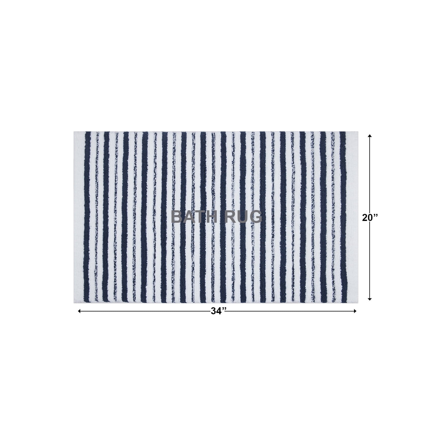 Better Homes & Gardens Signature Soft Tufted Stripe Bath Rug, Blue Admiral & White, 20" x 34"