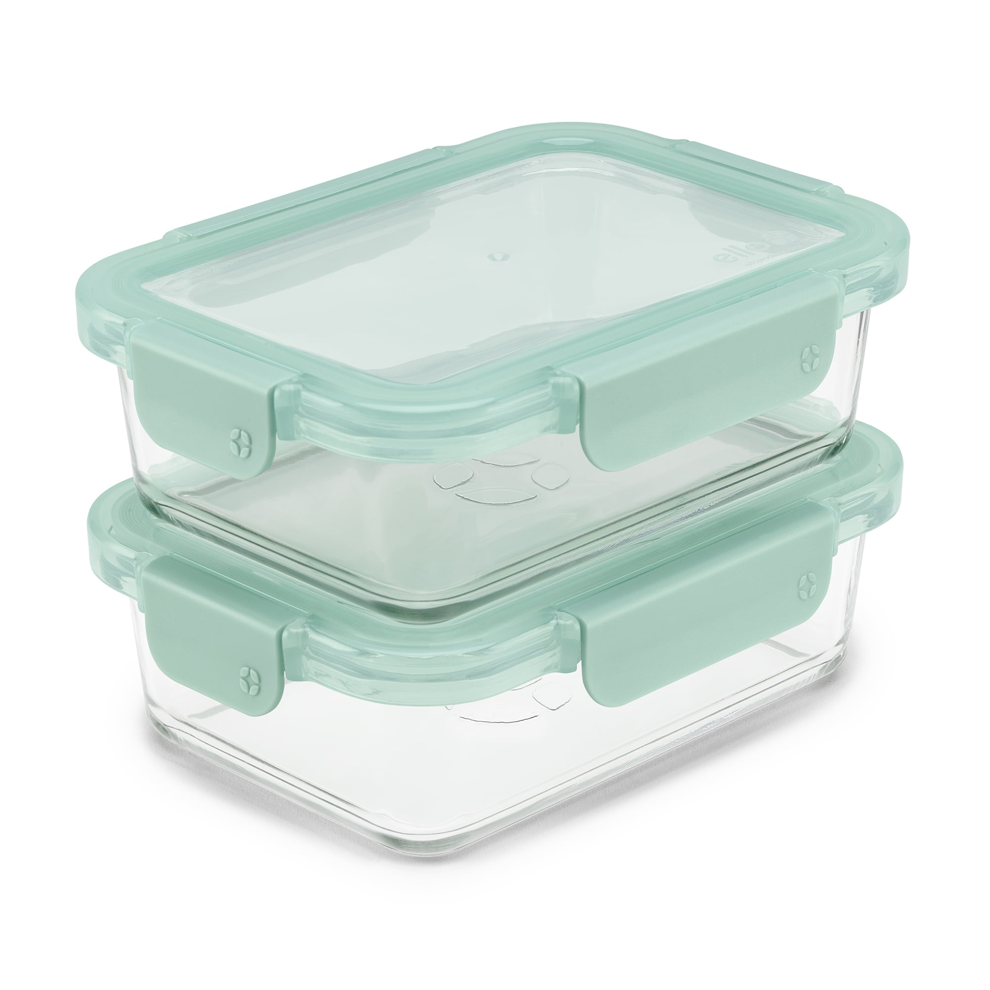 Ello Color Lock 3.4 Cup 2 Pack Glass Meal Prep Containers with Locking Lids