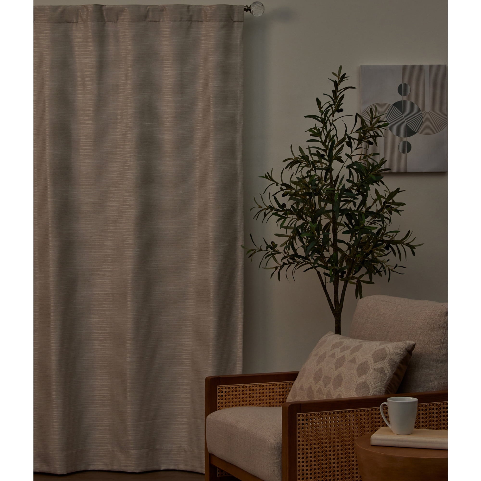 Better Homes & Gardens Striated Luxe Blackout Curtain, 1 Indoor Drape Panel for Bedroom, Pole Top, Back Tab, Almond Biscuit, 50"W x 84"L Floor Length
