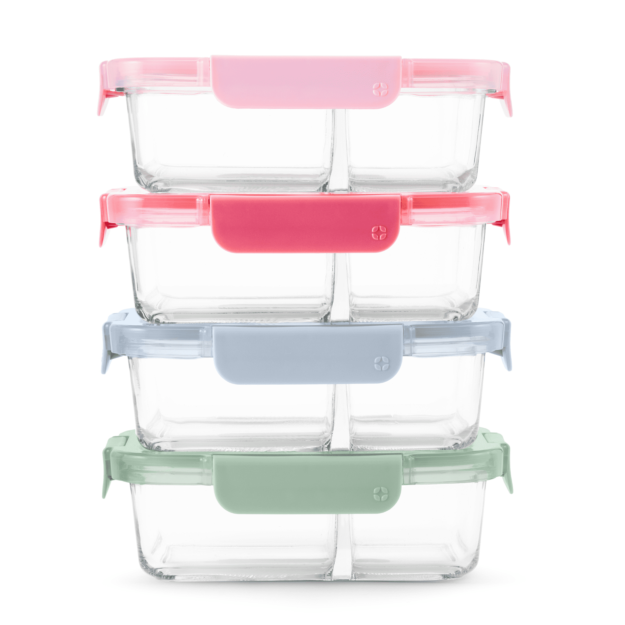 Ello Color Lock 8pc 3.4 Cup Divided  Glass Meal Prep Set