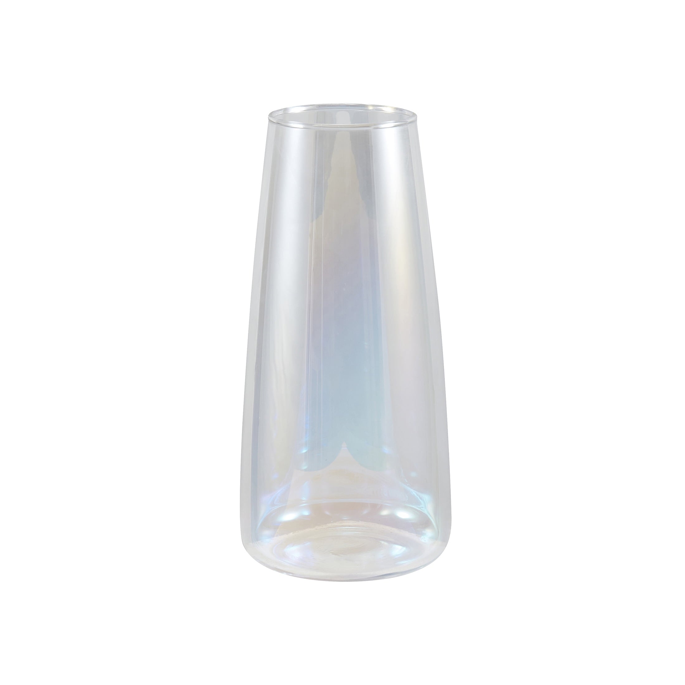 8" Iridescent Indoor Clear Glass Vase