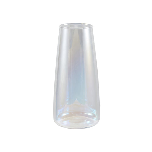 8" Iridescent Indoor Clear Glass Vase