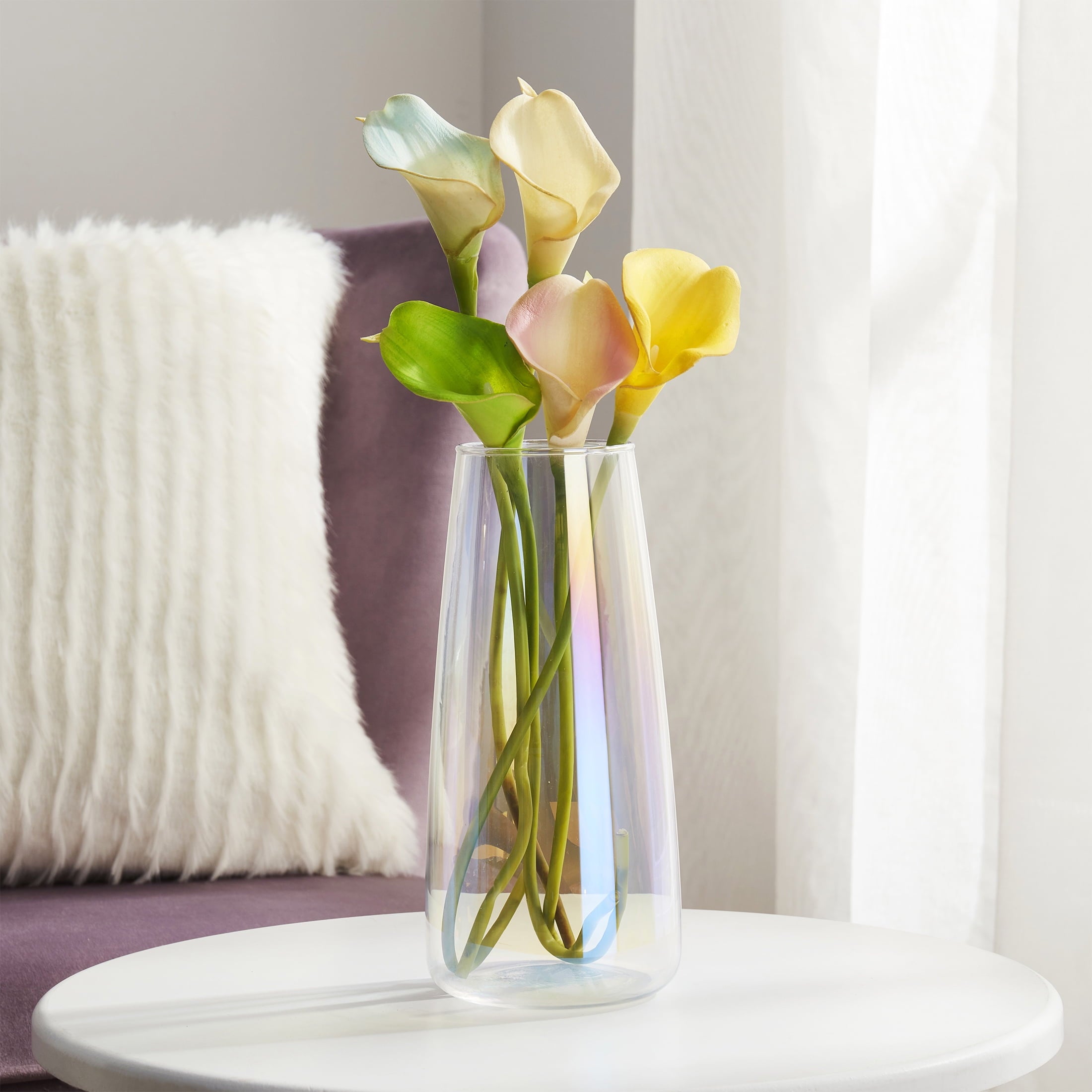 8" Iridescent Indoor Clear Glass Vase