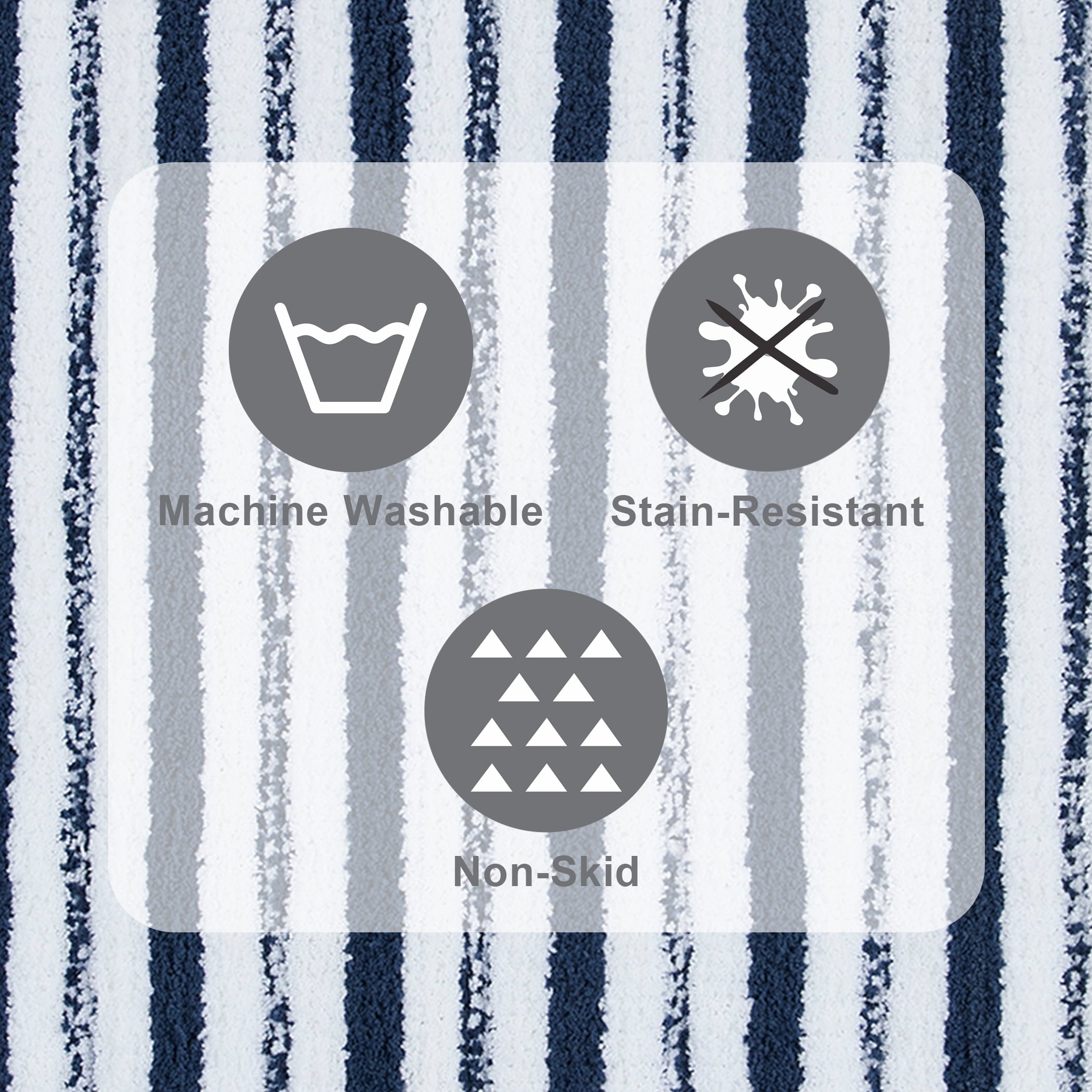 Better Homes & Gardens Signature Soft Tufted Stripe Bath Rug, Blue Admiral & White, 20" x 34"