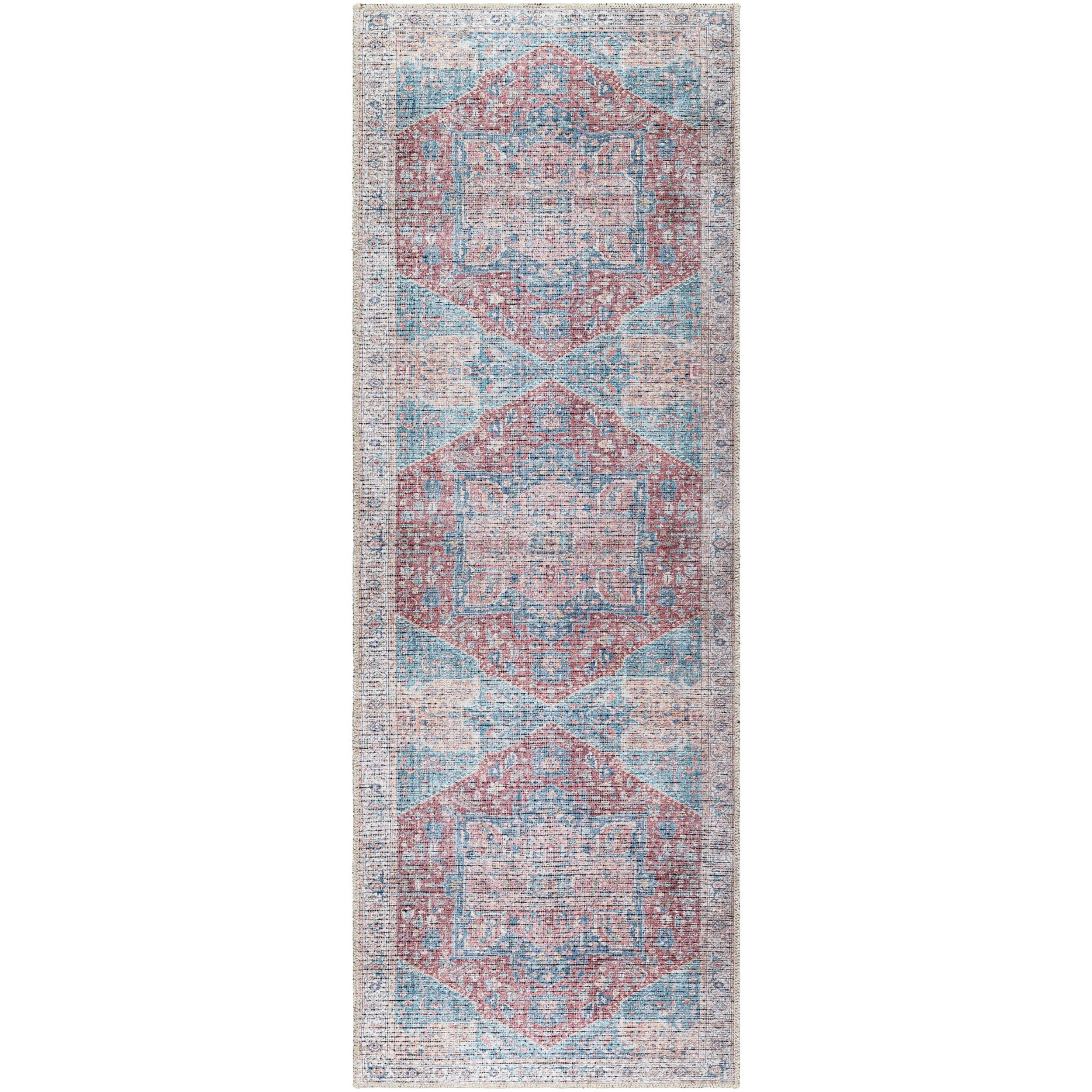 Better Homes & Gardens Persian Medallion Runner Washable Non-Skid Area Rug, Brick, 2'5" x 7'