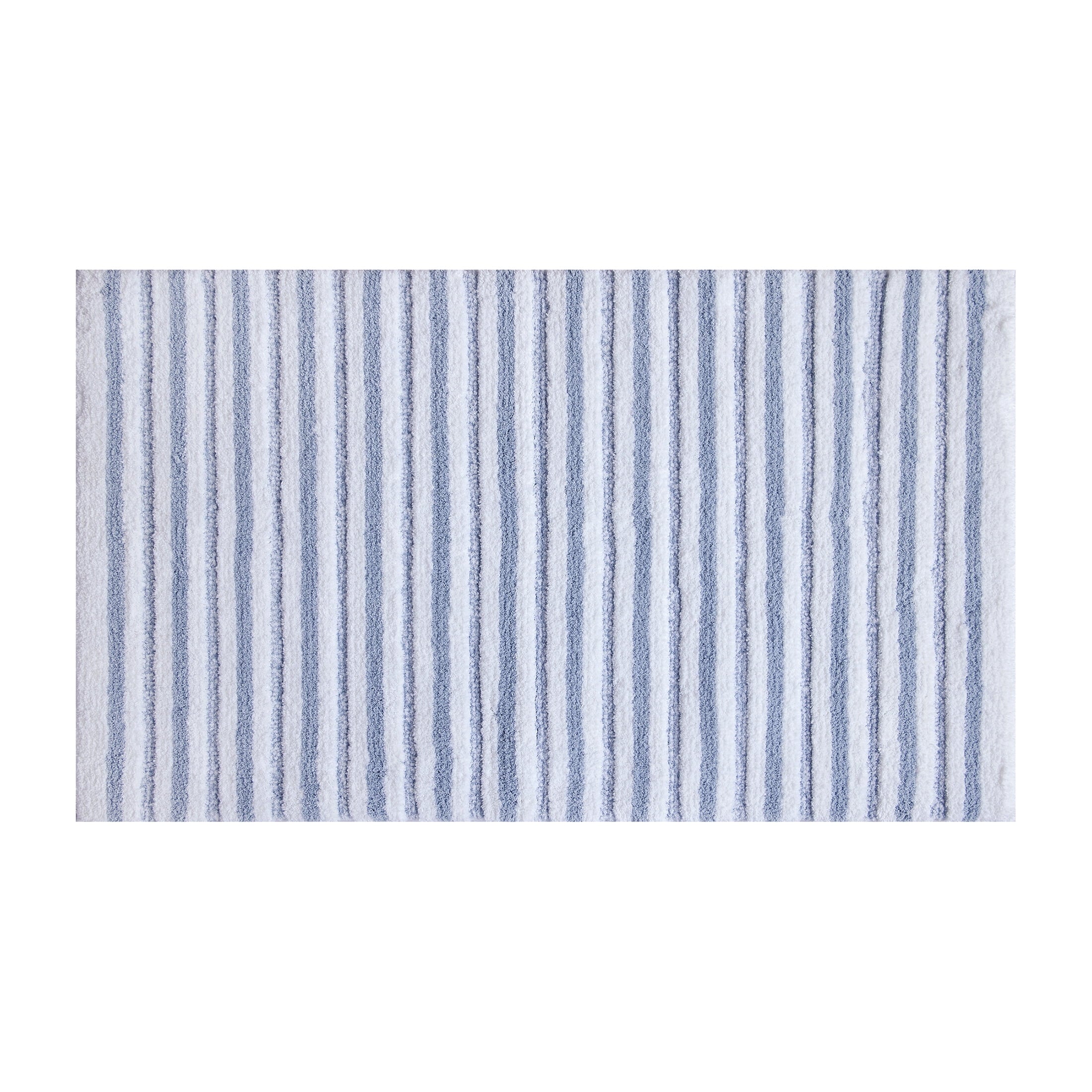 Better Homes & Gardens Signature Soft Tufted Stripe Bath Rug, Blue Admiral & White, 20" x 34"